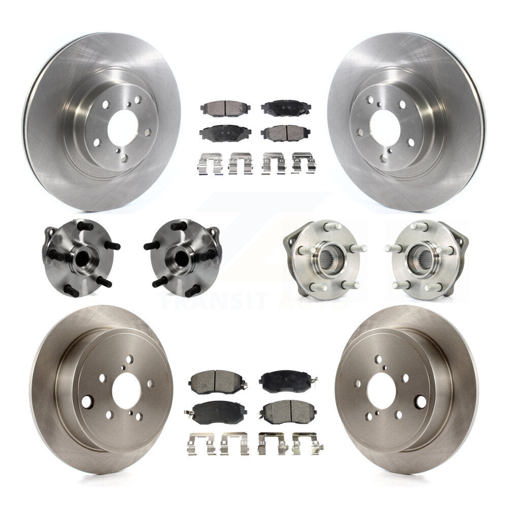 Front Rear Hub Bearings Disc Brake Rotors And Ceramic Pads Kit (10Pc) For Subaru Impreza KBB-126912