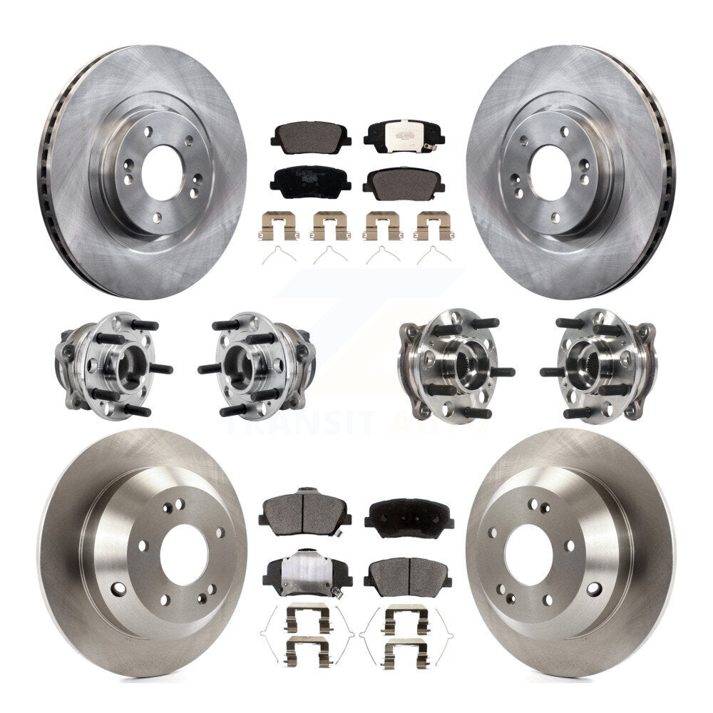 Front Rear Hub Bearing Disc Brake Rotor And Pads Kit (10Pc) For 2016-2020 Kia Sorento FWD KBB-126921