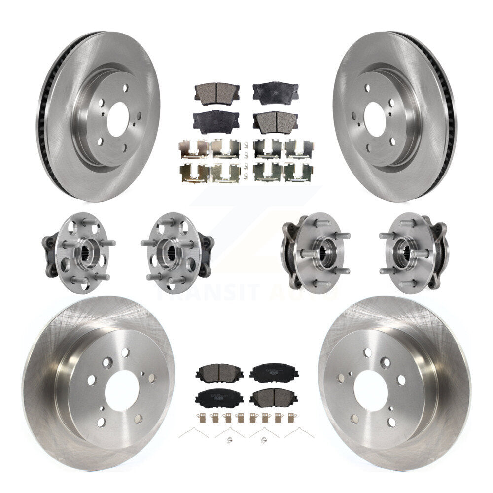 Front Rear Hub Bearings Disc Brake Rotors And Ceramic Pads Kit (10Pc) For Toyota Camry KBB-126925