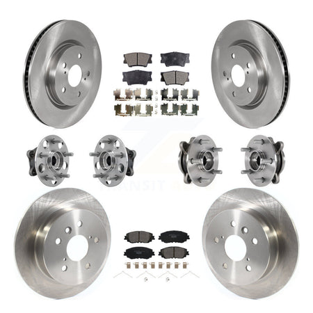 Front Rear Hub Bearings Disc Brake Rotors And Ceramic Pads Kit (10Pc) For Toyota Camry KBB-126925