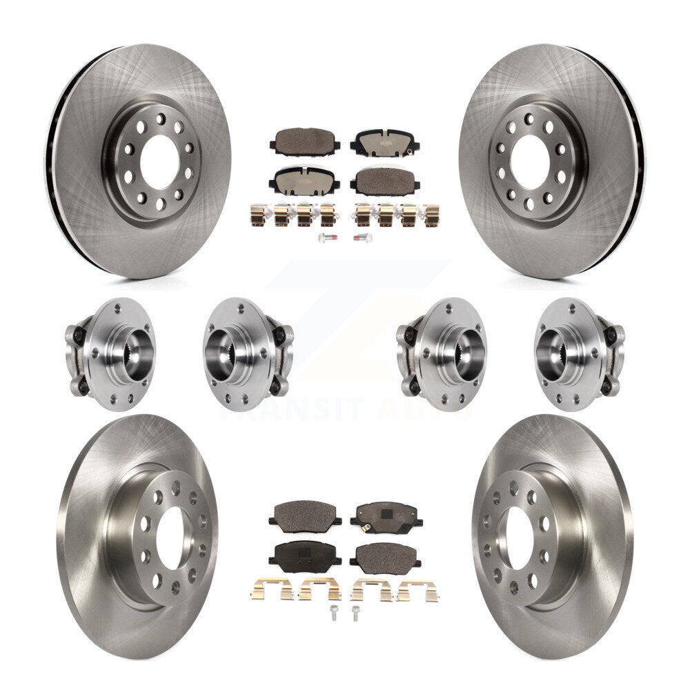 Front Rear Hub Bearing Disc Brake Rotors And Ceramic Pads Kit (10Pc) For Jeep Compass AWD KBB-126929