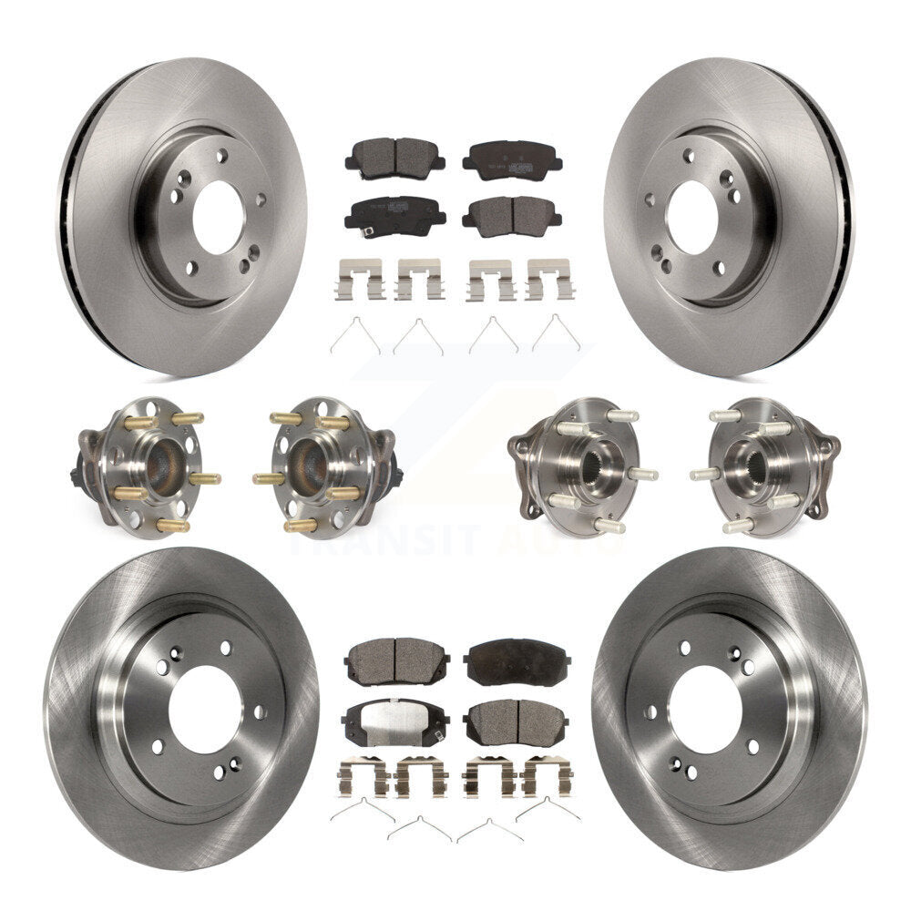 Front Rear Hub Bearings Disc Brake Rotors And Ceramic Pads Kit (10Pc) For Hyundai Sonata KBB-126941
