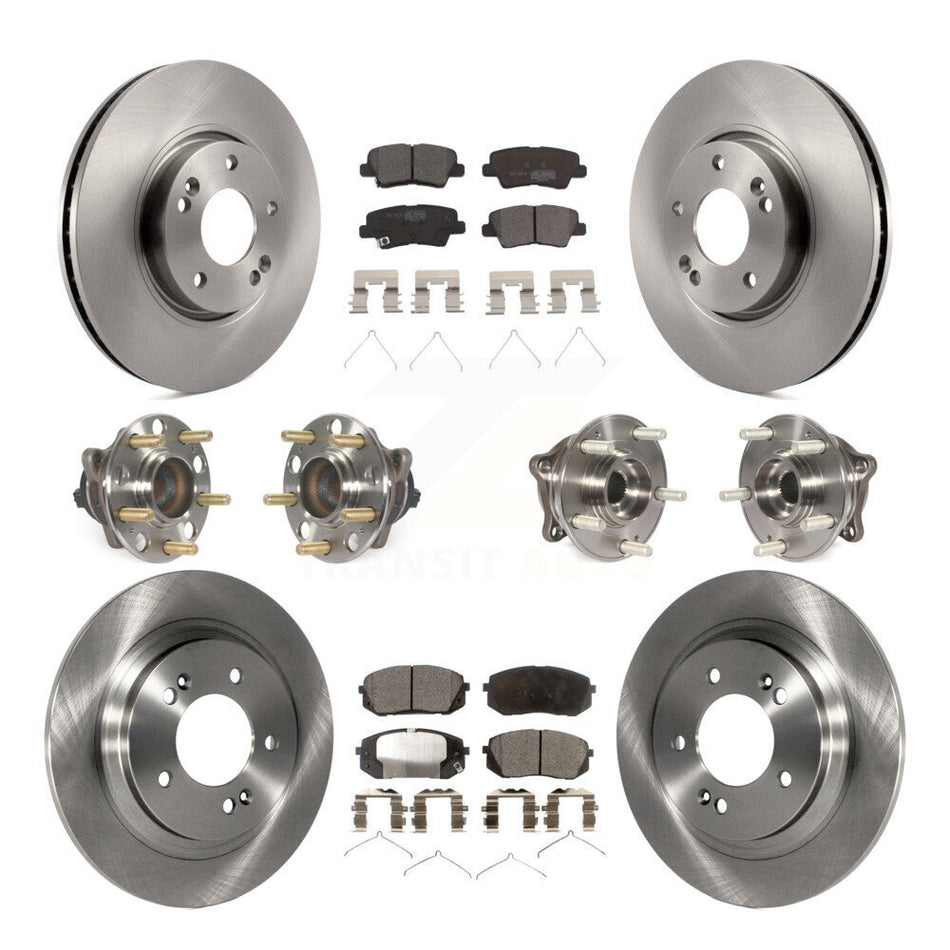 Front Rear Hub Bearings Disc Brake Rotors And Ceramic Pads Kit (10Pc) For Hyundai Sonata KBB-126941