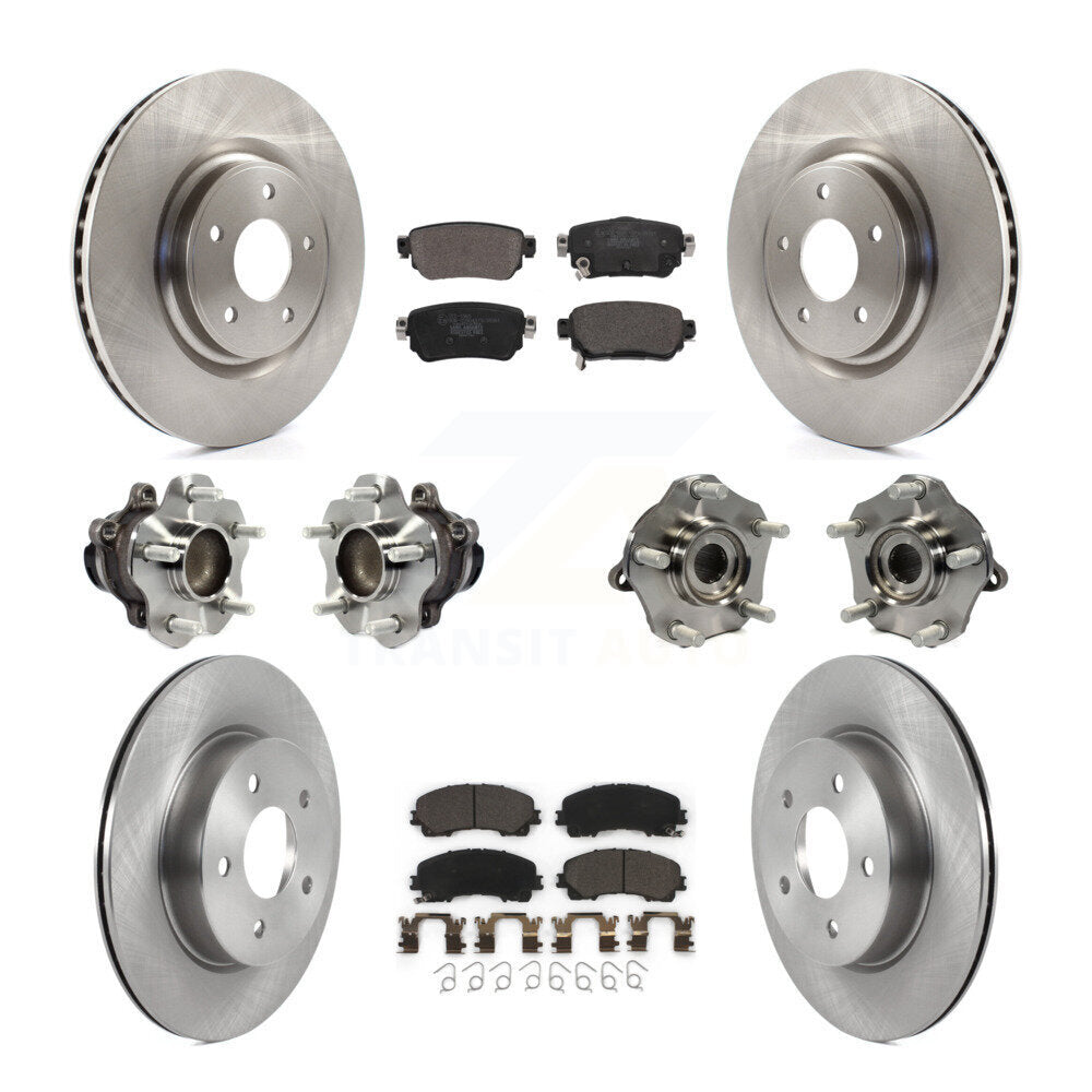 Front Rear Hub Bearings Disc Brake Rotors And Ceramic Pads Kit (10Pc) For Nissan Rogue KBB-126943
