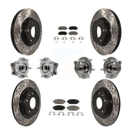 Front Rear Hub Bearing Coated Brake Rotor And Pad Kit (10Pc) For 2016-2018 Mazda CX-3 AWD KBB-126952