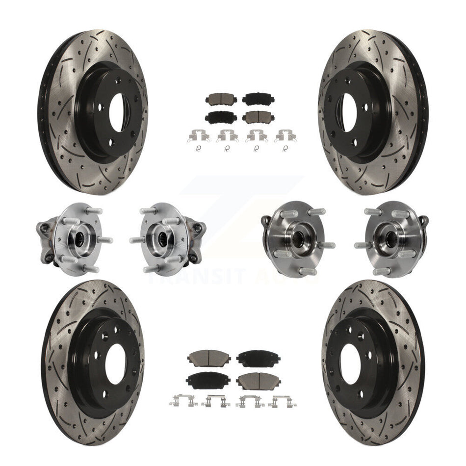 Front Rear Hub Bearing Coated Brake Rotor And Pad Kit (10Pc) For 2016-2018 Mazda CX-3 AWD KBB-126952