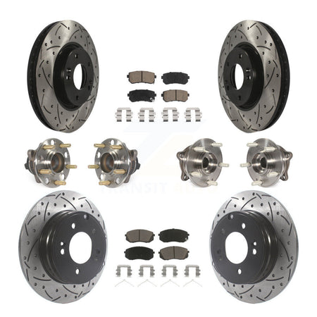 Front Rear Hub Bearings Coated Disc Brake Rotors And Pads Kit (10Pc) For Hyundai Sonata KBB-126954
