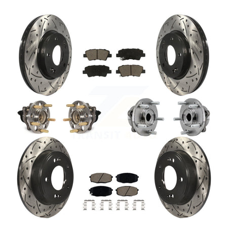 Front Rear Hub Bearing Coated Brake Rotor Pad Kit (10Pc) For Kia Soul Naturally Aspirated KBB-126955