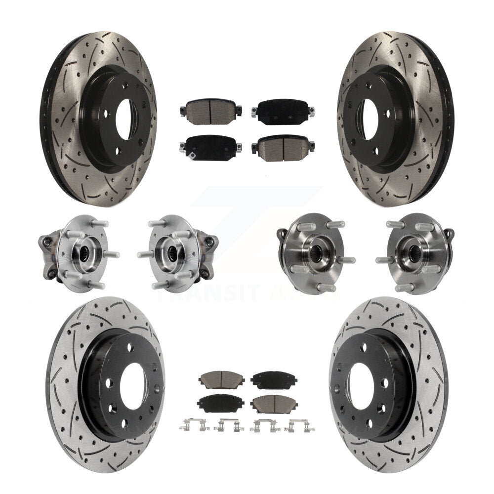 Front Rear Hub Bearing Coated Brake Rotor And Pad Kit (10Pc) For 2019-2021 Mazda CX-3 AWD KBB-126959