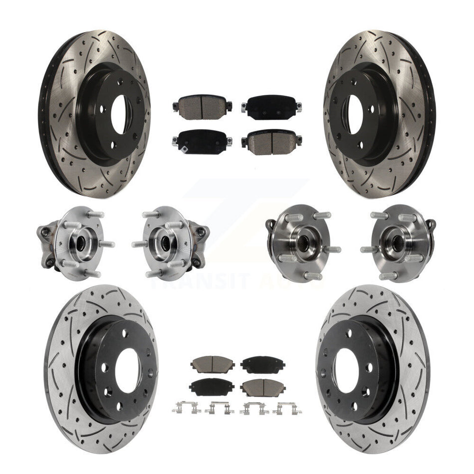 Front Rear Hub Bearing Coated Brake Rotor And Pad Kit (10Pc) For 2019-2021 Mazda CX-3 AWD KBB-126959