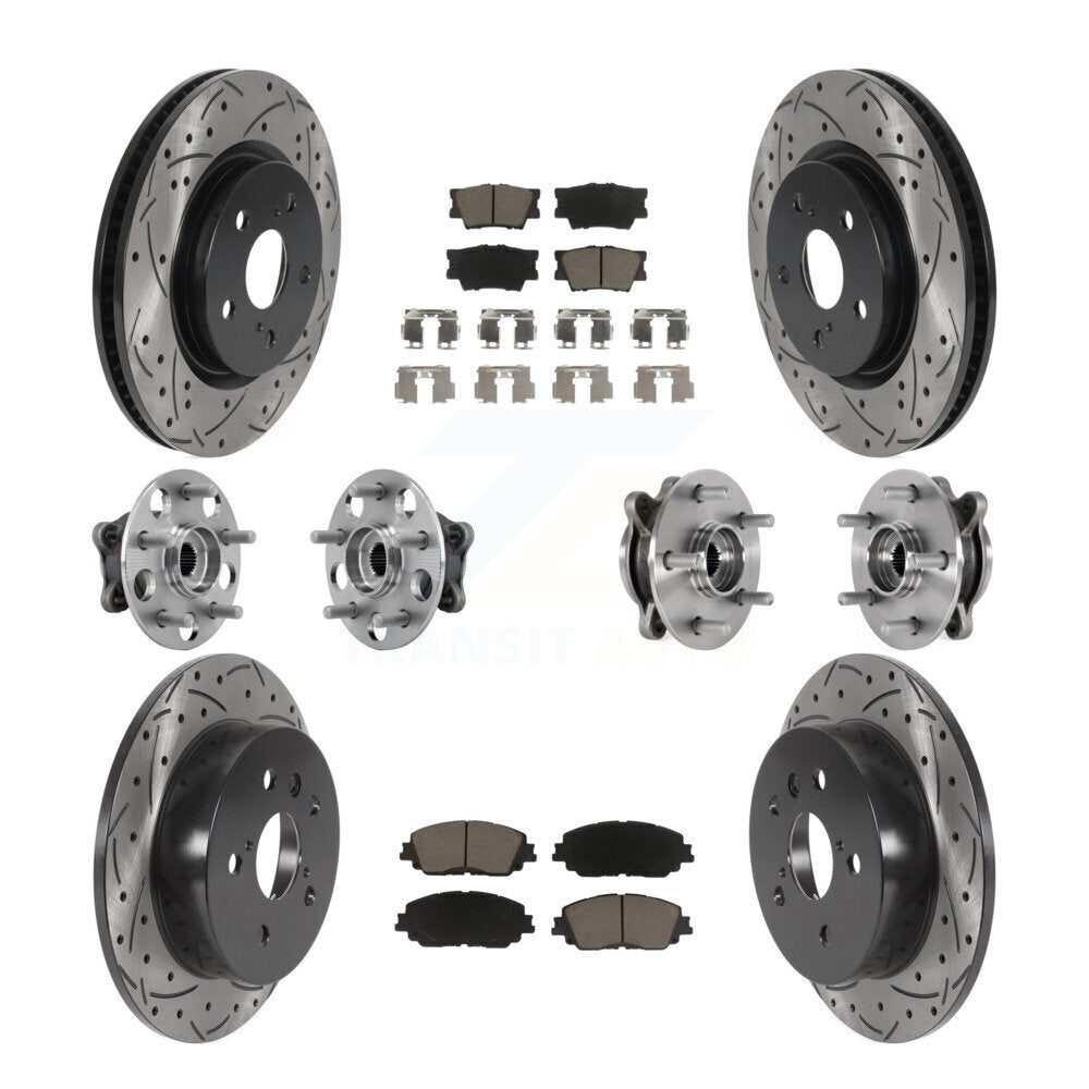 Front Rear Hub Bearings Coated Disc Brake Rotors And Pads Kit (10Pc) For Toyota Camry KBB-126960