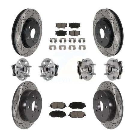 Front Rear Hub Bearings Coated Disc Brake Rotors And Pads Kit (10Pc) For Toyota Camry KBB-126960