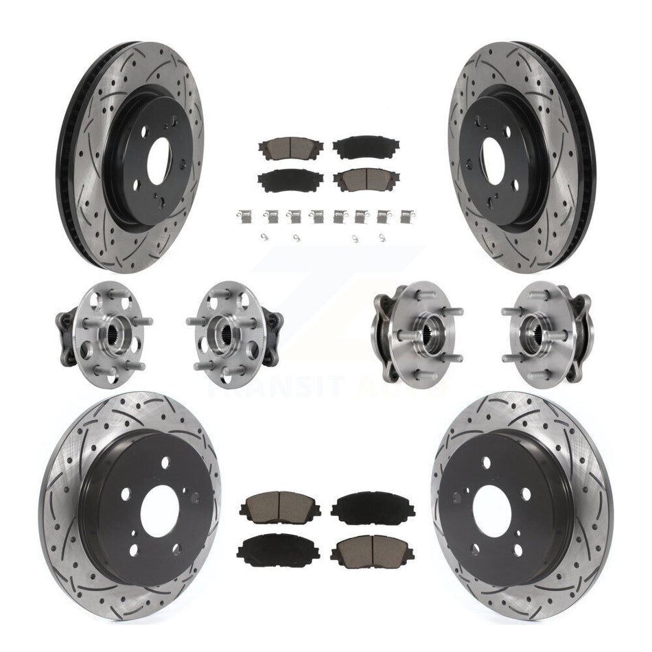 Front Rear Hub Bearing Coated Brake Rotor And Pad Kit (10Pc) For Toyota Camry Lexus ES250 KBB-126962