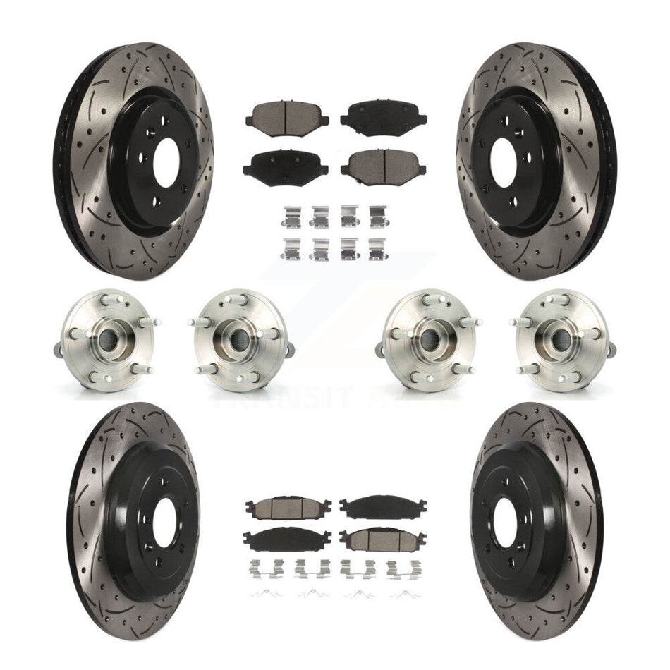 Front Rear Hub Bearings Coated Disc Brake Rotors And Pads Kit (10Pc) For Ford Explorer KBB-126965