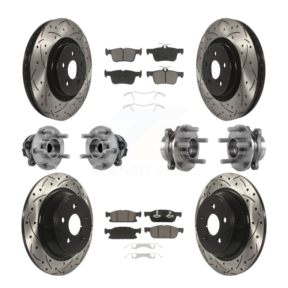 Front Rear Hub Bearing Coat Brake Rotor Pad Kit (10Pc) For Ford Edge Lincoln Nautilus MKX KBB-126967