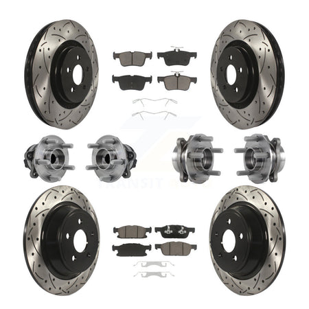 Front Rear Hub Bearing Coat Brake Rotor Pad Kit (10Pc) For Ford Edge Lincoln Nautilus MKX KBB-126967
