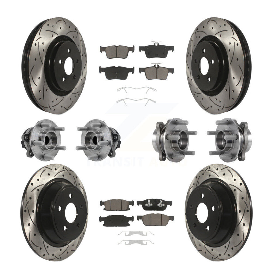Front Rear Hub Bearing Coat Brake Rotor Pad Kit (10Pc) For Ford Edge Lincoln Nautilus MKX KBB-126967