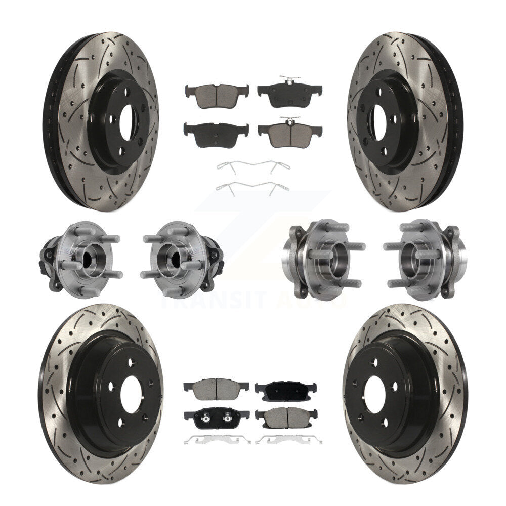 Front Rear Hub Bearing Coated Disc Brake Rotor Pad Kit (10Pc) For Lincoln Continental FWD KBB-126970
