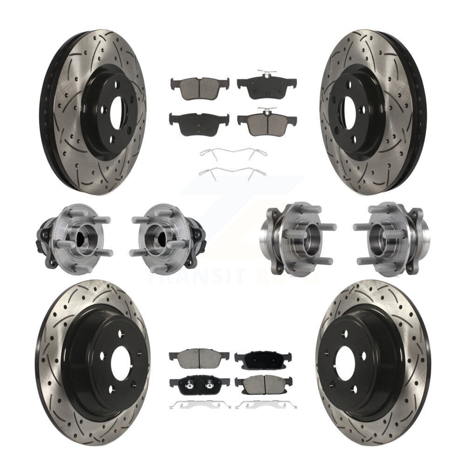 Front Rear Hub Bearing Coated Disc Brake Rotor Pad Kit (10Pc) For Lincoln Continental FWD KBB-126970
