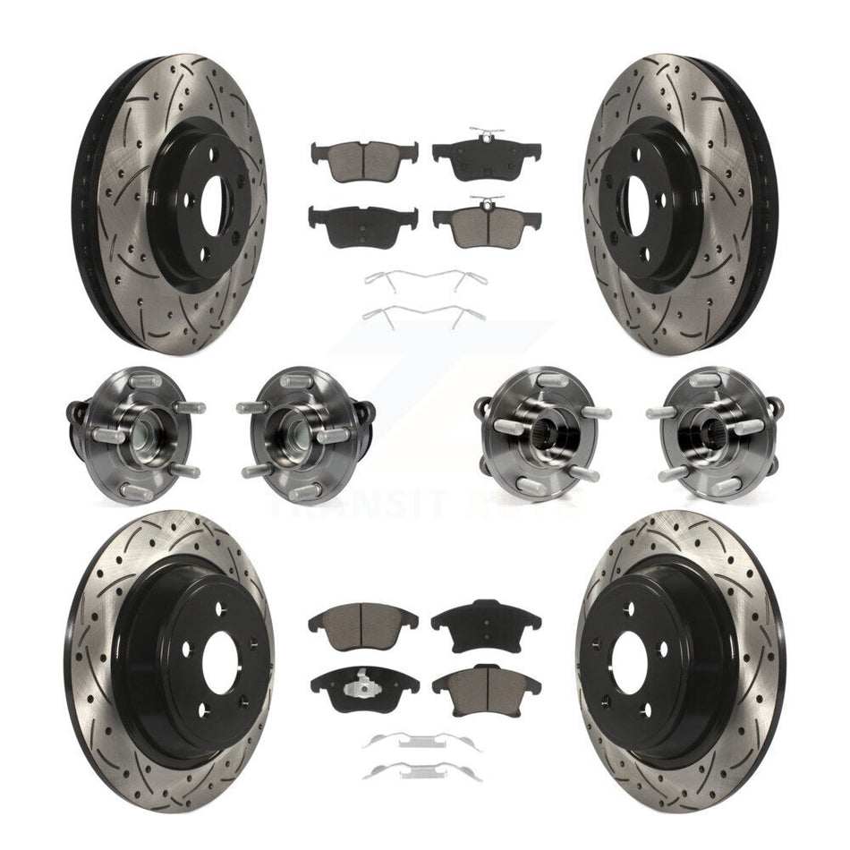 Front Rear Bearing Coat Brake Rotor Pads Kit (10Pc) For 2019-2020 Ford SSV Plug-In Hybrid KBB-126972