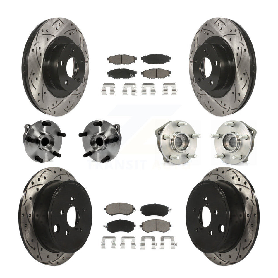 Front Rear Hub Bearings Coated Disc Brake Rotors And Pads Kit (10Pc) For Subaru Impreza KBB-126975