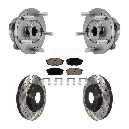 Front Hub Bearing Drilled Slot Brake Rotor Pad Kit For 17-19 Kia Soul Naturally Aspirated KBB-126988