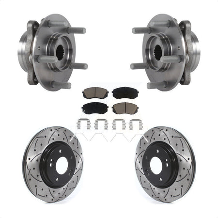 Front Hub Bearing Drill Slot Brake Rotor Pads Kit For Kia Forte Hyundai Elantra GT Forte5 KBB-126989