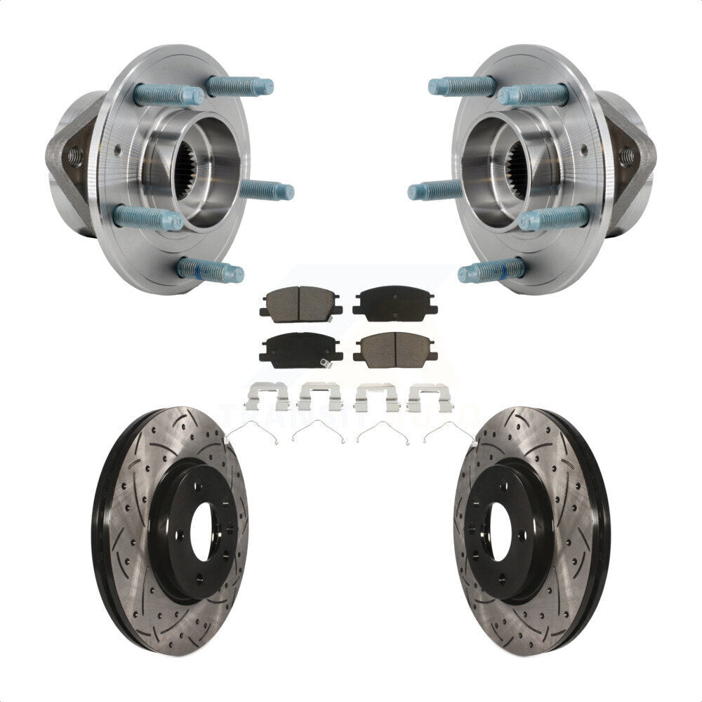 Front Hub Bearing Coated Drill Slot Brake Rotor Pad Kit For Chevrolet Equinox GMC Terrain KBB-126997