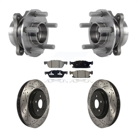 Front Hub Bearing Assembly Coated Drilled Slot Brake Rotor & Pad Kit For Lincoln Nautilus KBB-126998