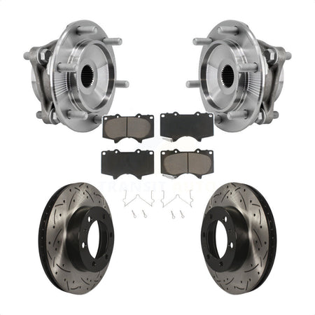Front Hub Bearing Drill Slot Brake Rotor Pad Kit For Toyota Tacoma 4Runner FJ Cruiser 4WD KBB-127000
