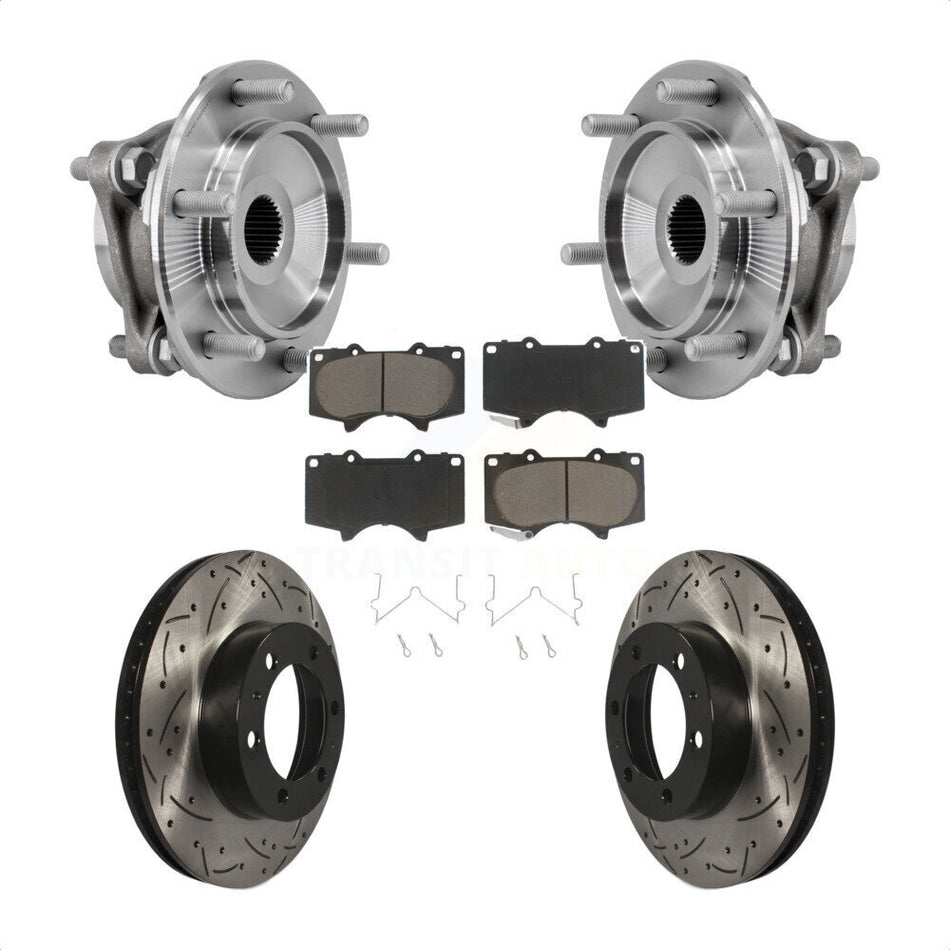 Front Hub Bearing Drill Slot Brake Rotor Pad Kit For Toyota Tacoma 4Runner FJ Cruiser 4WD KBB-127000