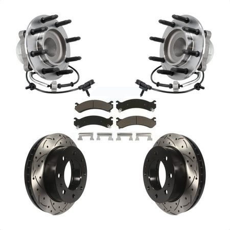 Front Hub Bearing Drilled Slot Brake Rotor Pads Kit For GMC Savana 2500 Chevrolet Express KBB-127002