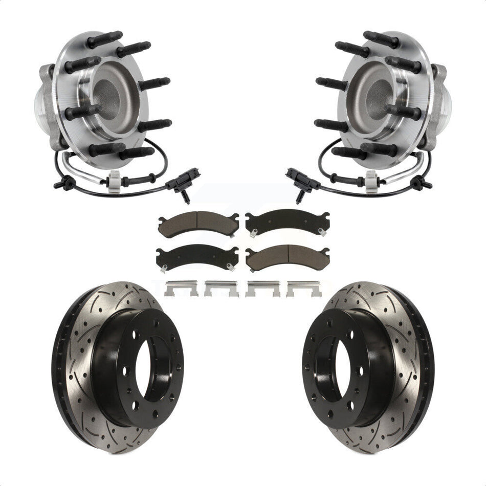 Front Hub Bearing Drilled Slot Brake Rotor Pads Kit For GMC Savana 2500 Chevrolet Express KBB-127002
