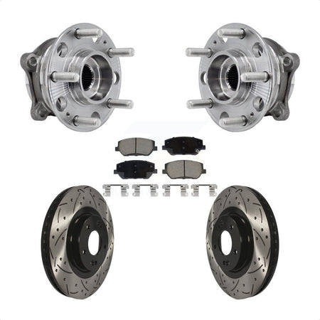 Front Hub Bearing Assembly Drill Slot Brake Rotor Pads Kit For 2019-2020 Hyundai Santa Fe KBB-127005