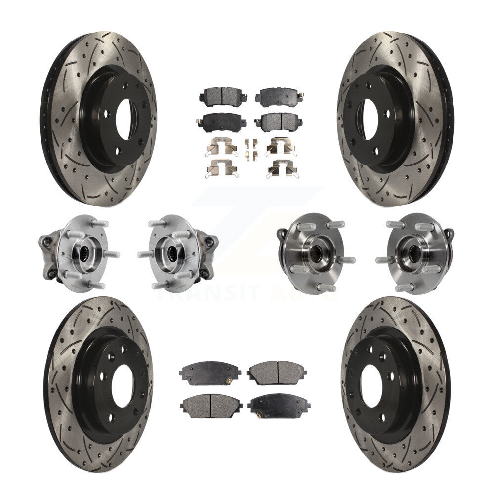 Front Rear Hub Bearing Coated Brake Rotor And Pad Kit (10Pc) For 2016-2018 Mazda CX-3 AWD KBB-127013