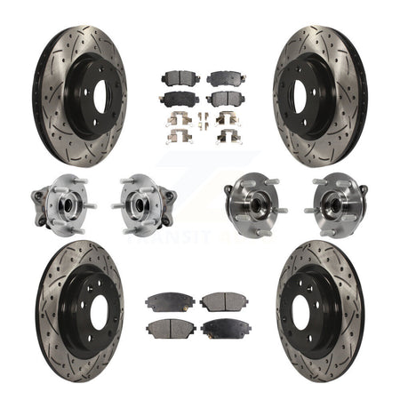 Front Rear Hub Bearing Coated Brake Rotor And Pad Kit (10Pc) For 2016-2018 Mazda CX-3 AWD KBB-127013