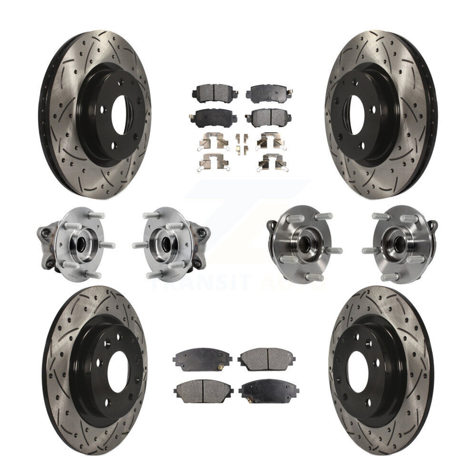 Front Rear Hub Bearing Coated Brake Rotor And Pad Kit (10Pc) For 2016-2018 Mazda CX-3 AWD KBB-127013