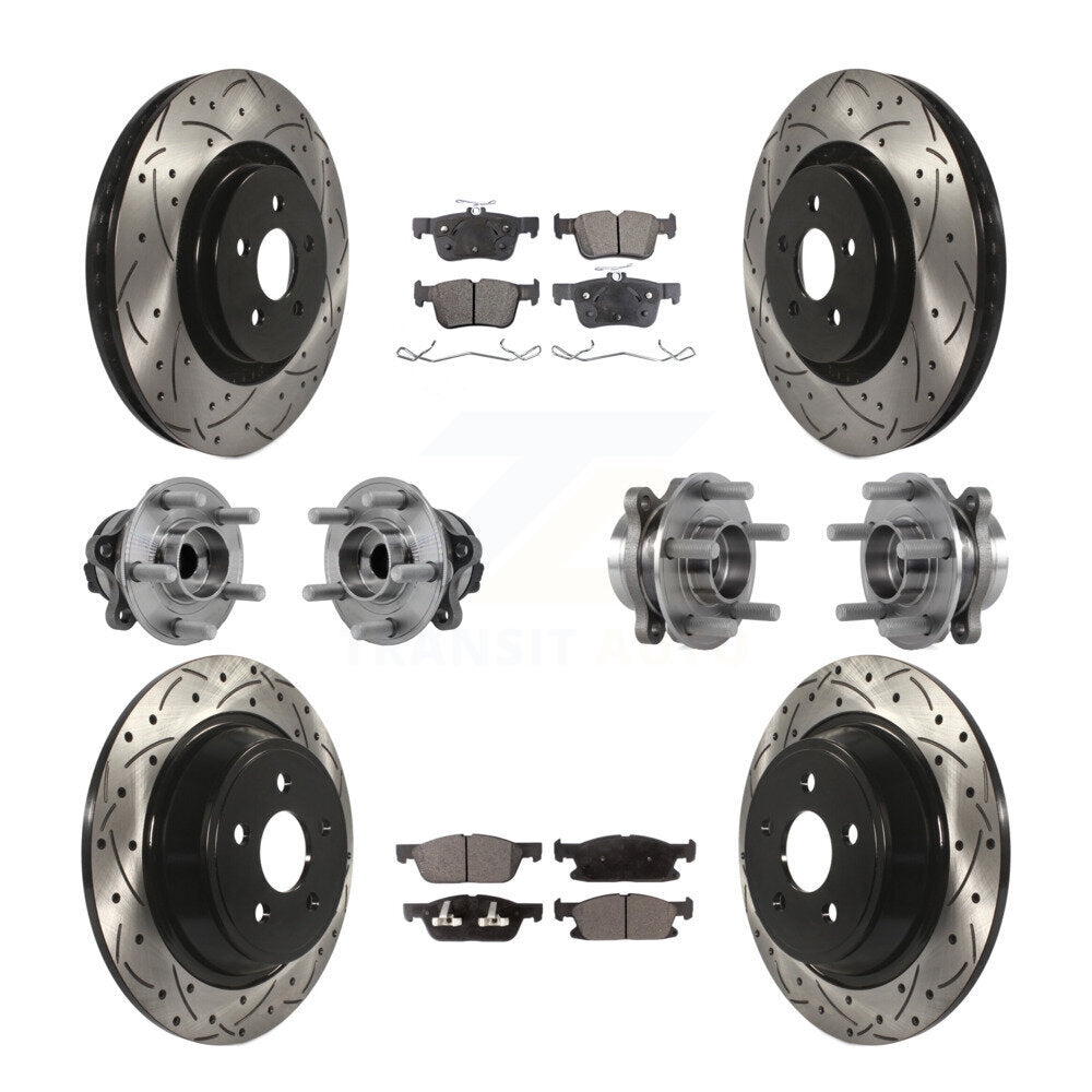Front Rear Hub Bearing Coat Brake Rotor Pad Kit (10Pc) For Ford Edge Lincoln Nautilus MKX KBB-127020