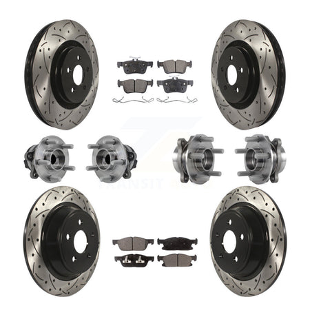 Front Rear Hub Bearing Coat Brake Rotor Pad Kit (10Pc) For Ford Edge Lincoln Nautilus MKX KBB-127020