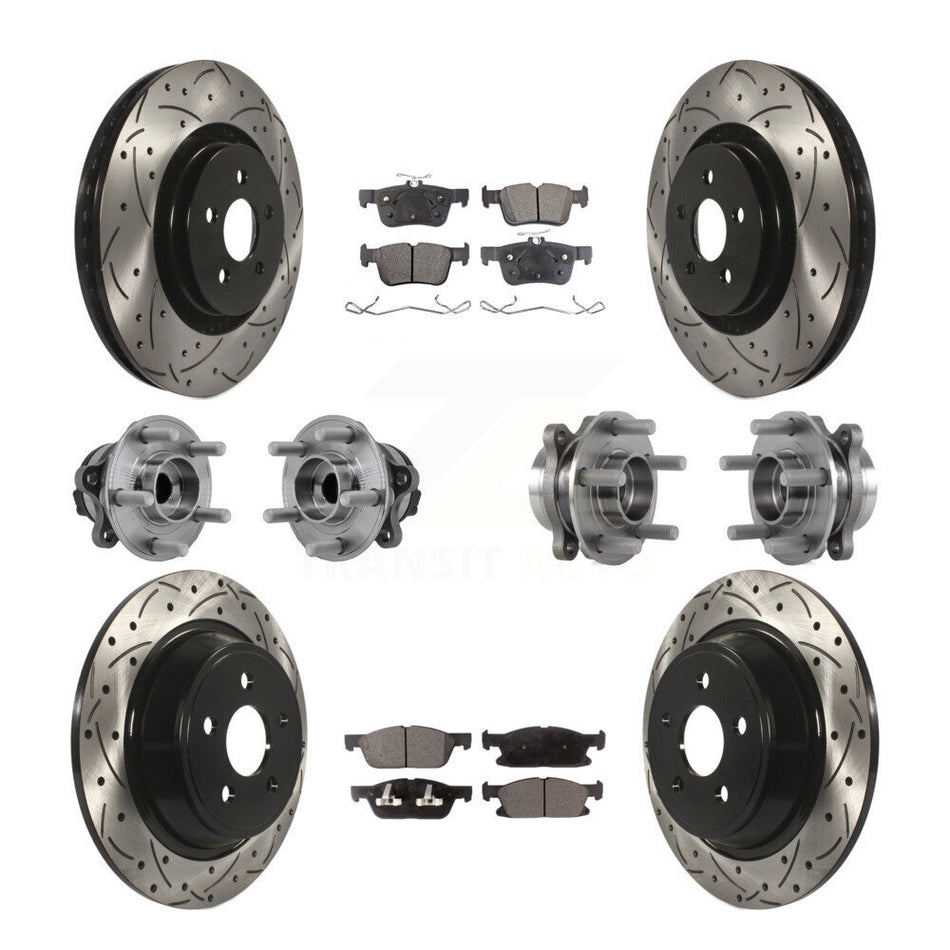 Front Rear Hub Bearing Coat Brake Rotor Pad Kit (10Pc) For Ford Edge Lincoln Nautilus MKX KBB-127020