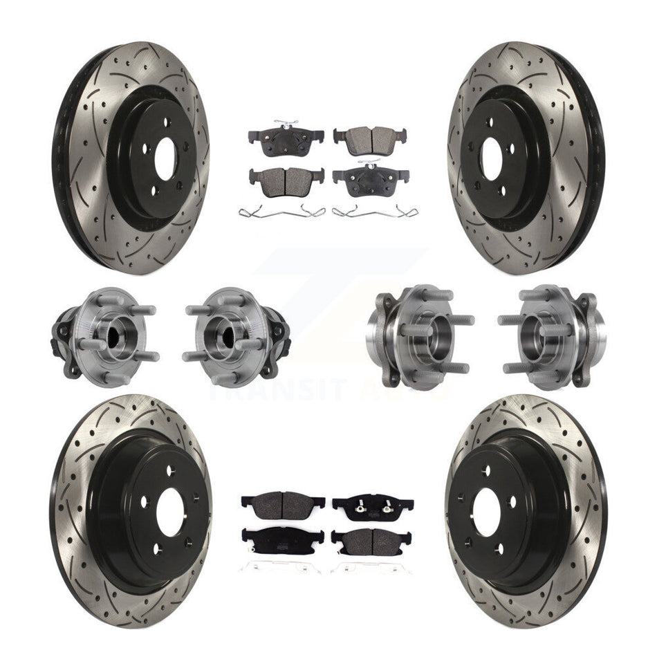 Front Rear Hub Bearing Coated Disc Brake Rotor Pad Kit (10Pc) For Lincoln Continental FWD KBB-127022