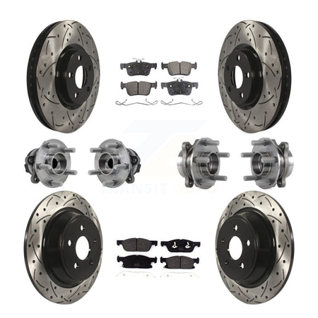 Front Rear Hub Bearing Coated Disc Brake Rotor Pad Kit (10Pc) For Lincoln Continental FWD KBB-127023