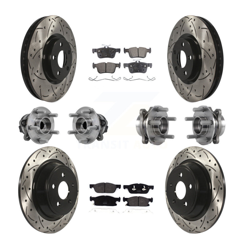 Front Rear Hub Bearing Coated Disc Brake Rotor Pad Kit (10Pc) For Lincoln Continental FWD KBB-127023