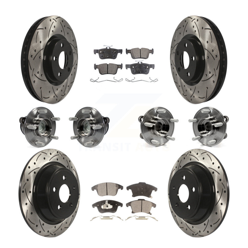 Front Rear Bearing Coat Brake Rotor Pads Kit (10Pc) For 2019-2020 Ford SSV Plug-In Hybrid KBB-127025