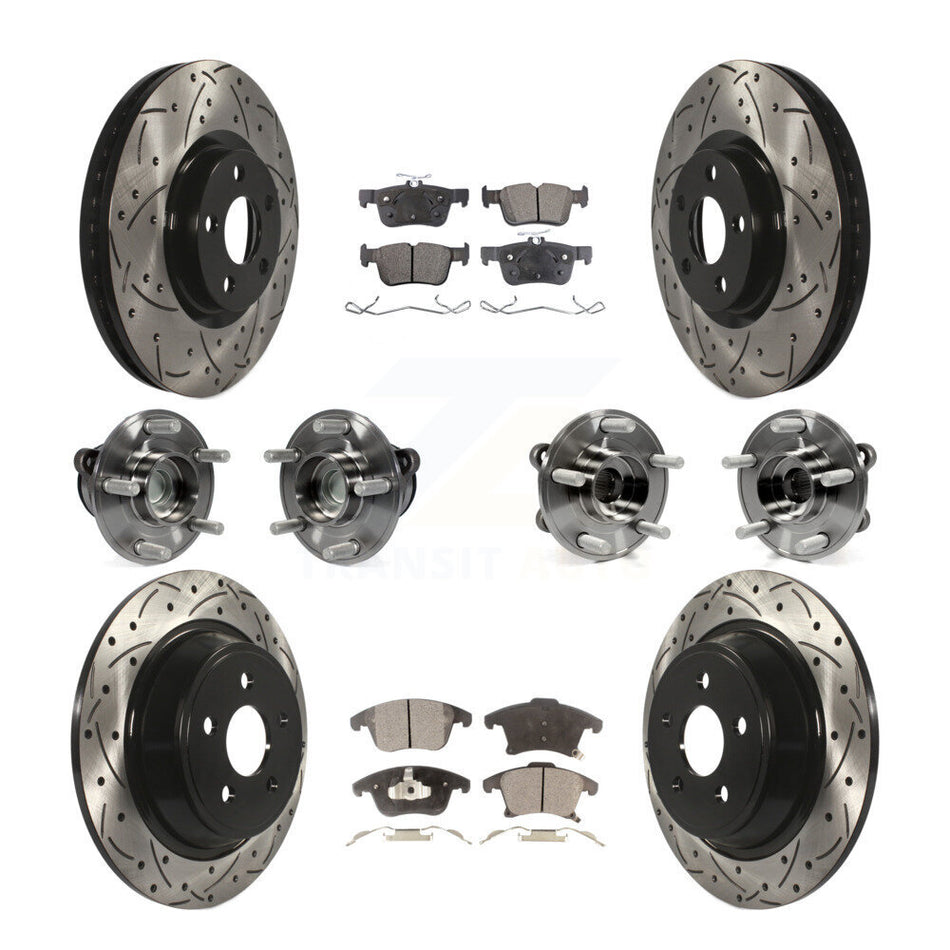 Front Rear Bearing Coat Brake Rotor Pads Kit (10Pc) For 2019-2020 Ford SSV Plug-In Hybrid KBB-127025