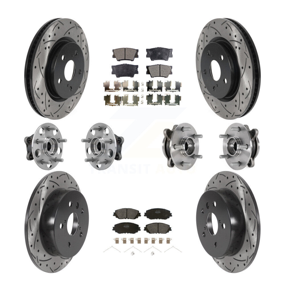 Front Rear Hub Bearings Coated Disc Brake Rotors And Pads Kit (10Pc) For Toyota Camry KBB-127029