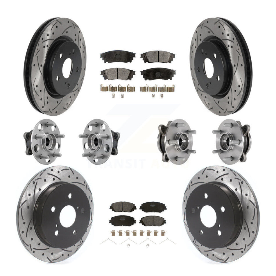 Front Rear Hub Bearing Coated Brake Rotor And Pad Kit (10Pc) For Toyota Camry Lexus ES250 KBB-127031