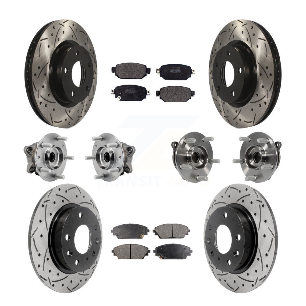 Front Rear Hub Bearing Coated Brake Rotor And Pad Kit (10Pc) For 2019-2021 Mazda CX-3 AWD KBB-127035