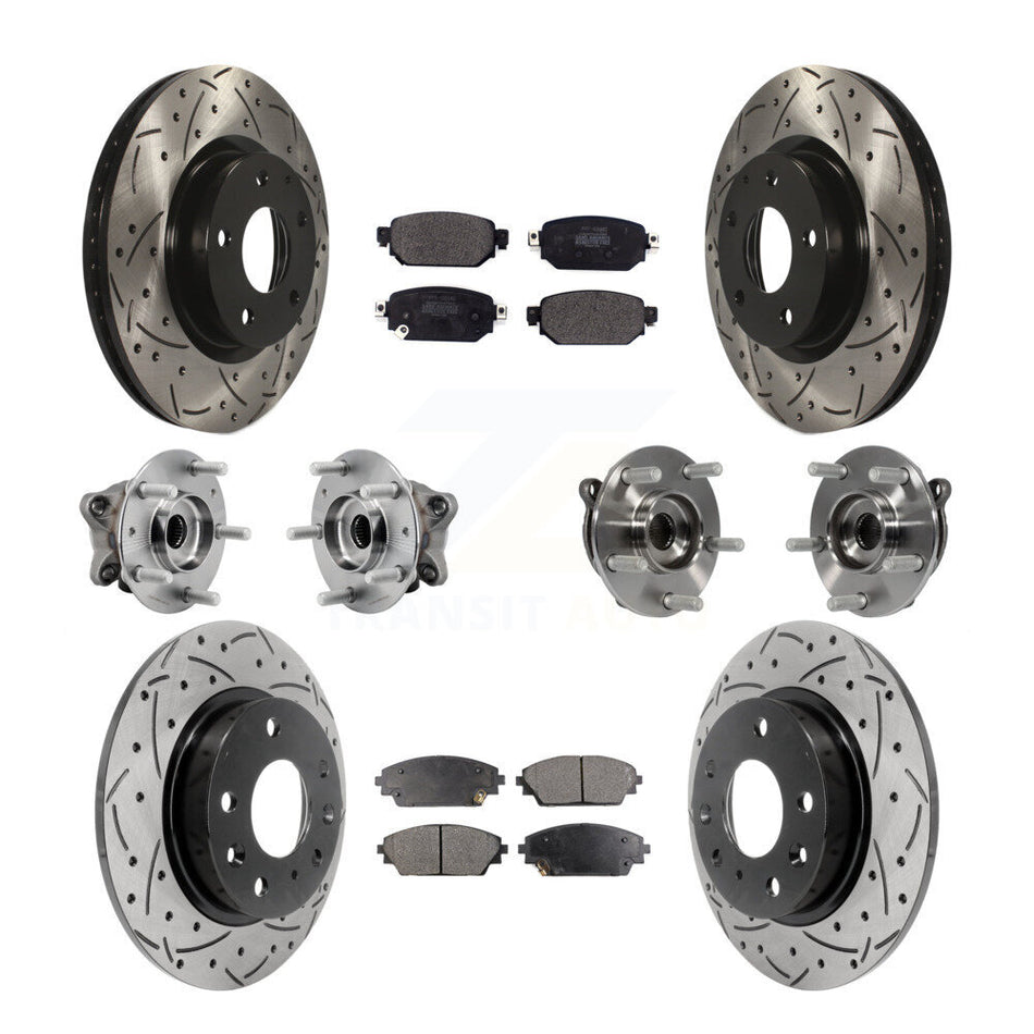 Front Rear Hub Bearing Coated Brake Rotor And Pad Kit (10Pc) For 2019-2021 Mazda CX-3 AWD KBB-127035