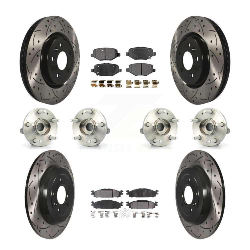 Front Rear Hub Bearings Coated Disc Brake Rotors And Pads Kit (10Pc) For Ford Explorer KBB-127036